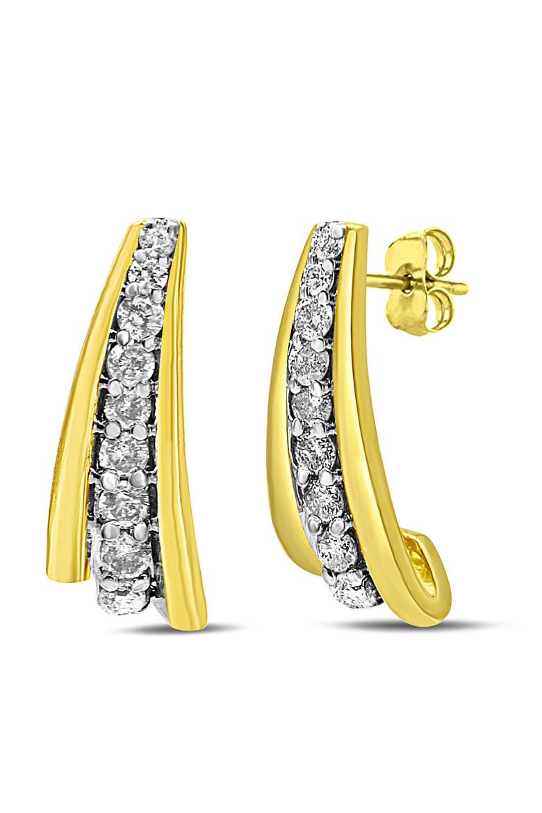 10K Yellow Gold Plated Silver 0.50 Ct Round Diamond Graduated Huggie Earrings, Main, color, Yellow