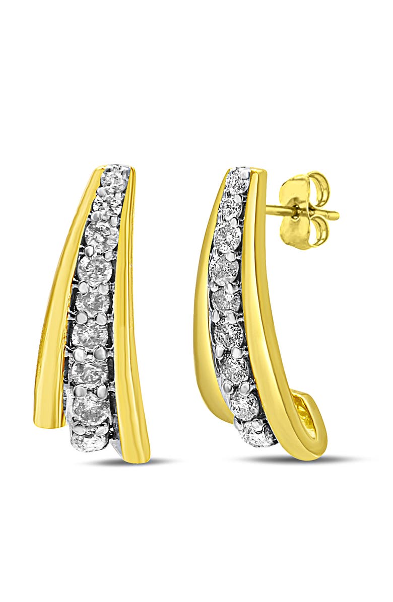 Haus of Brilliance 10K Yellow Gold Plated Silver 0.50 Ct Round Diamond Graduated Huggie Earrings, Main, color, Yellow