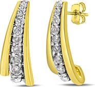 Haus of Brilliance 10K Yellow Gold Plated Silver 0.50 Ct Round Diamond Graduated Huggie Earrings