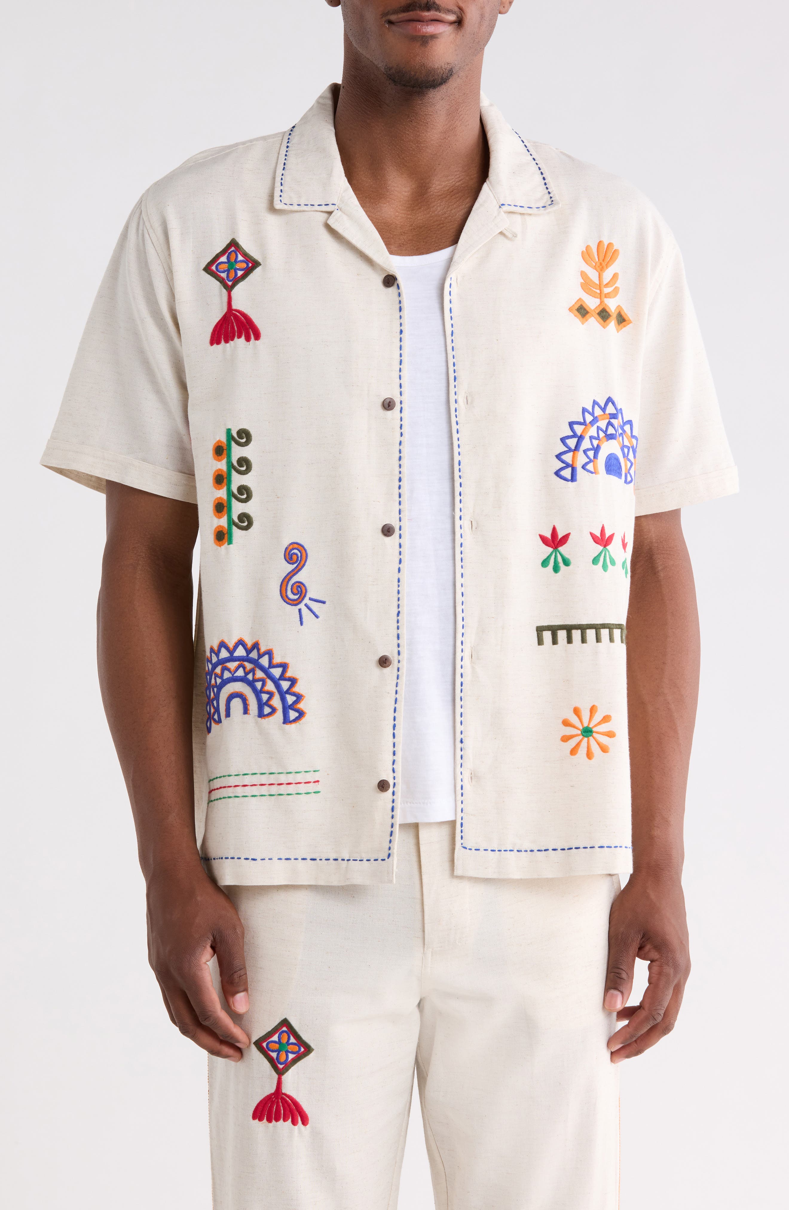 Raga Man Ranbir Embroidered Camp Shirt