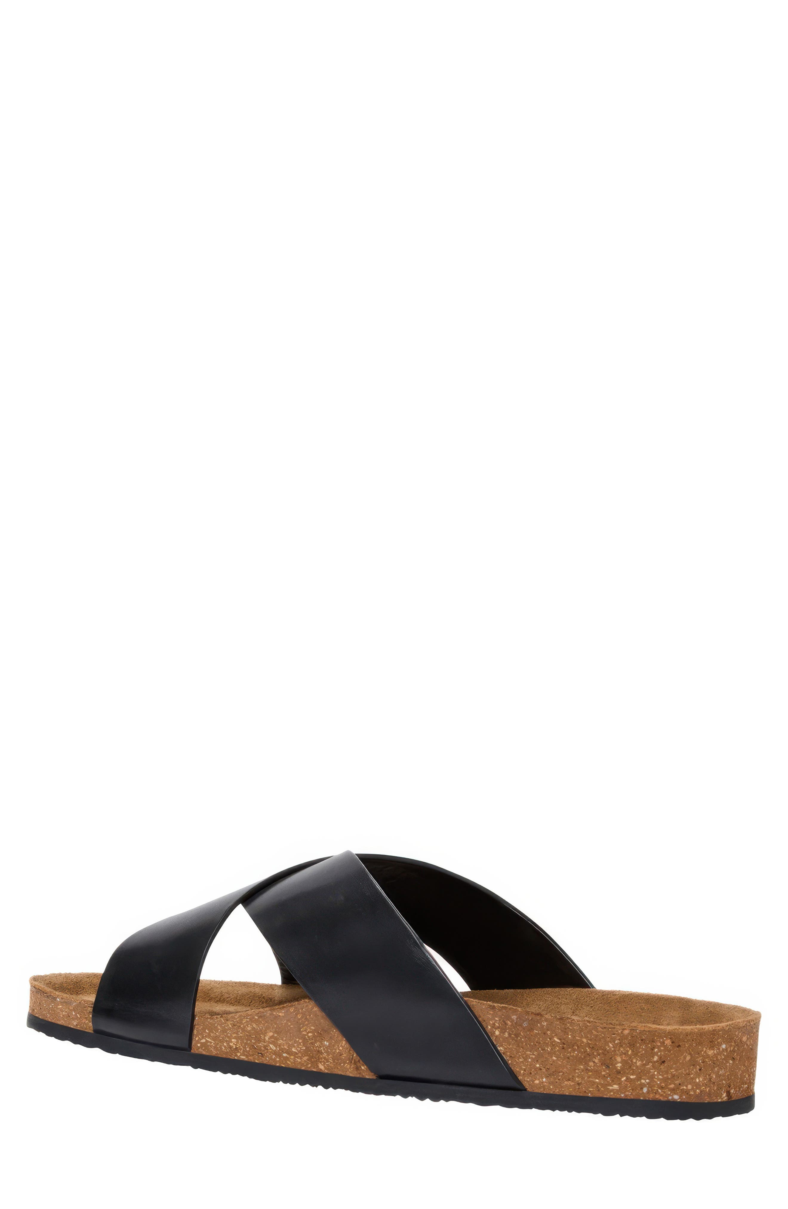 André Assous Max Slide Sandal, Alternate, color, Black Leather