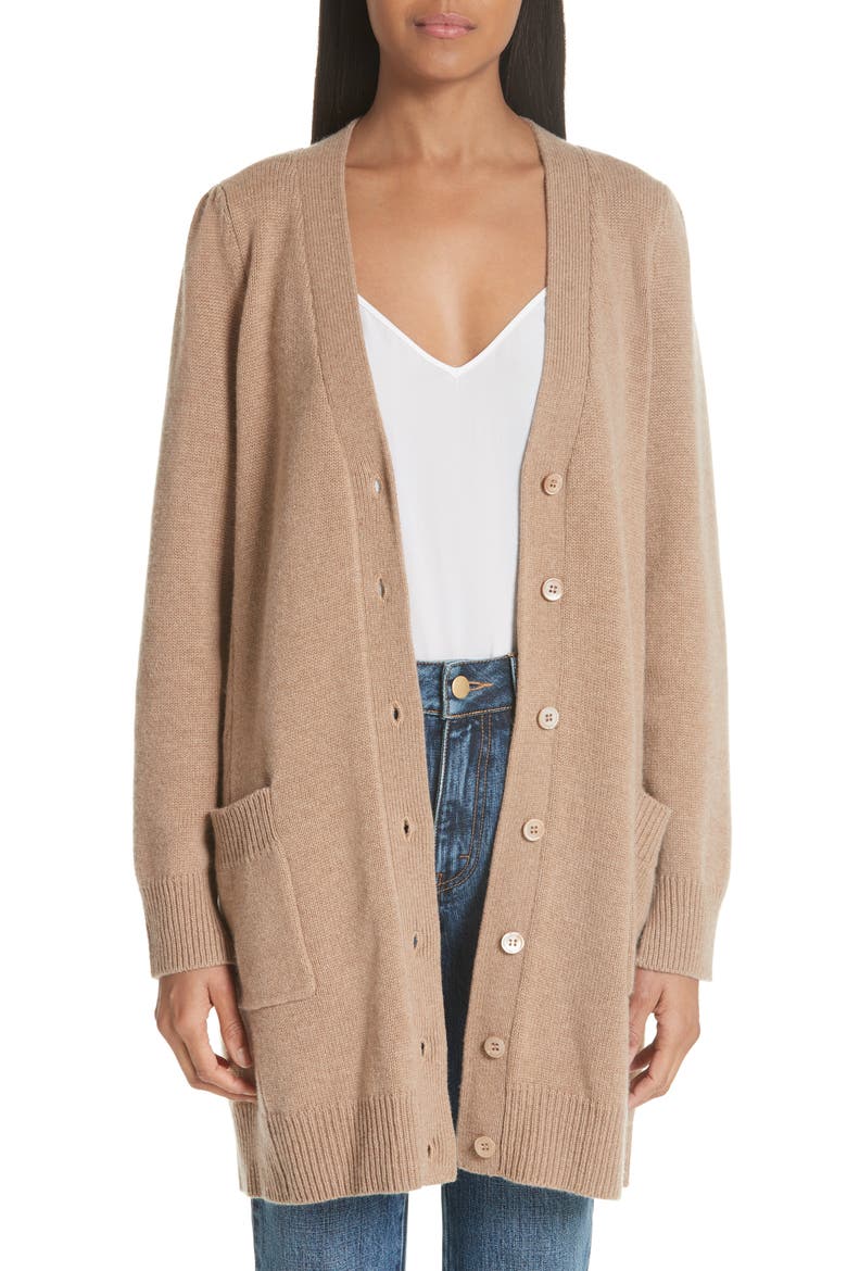 Essentials Wool & Cashmere Boyfriend Cardigan, Main, color, OATMEAL