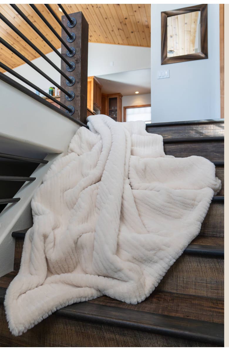 Sea To Me Blankets Malibu Faux Fur Throw Blanket, Alternate, color, Ivory