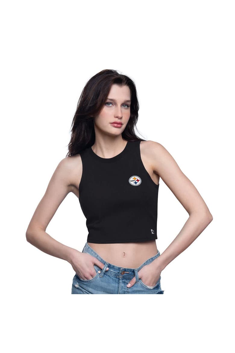Women's Starter  Black Pittsburgh Steelers Show Up Cropped Tank Top, Alternate, color, Black