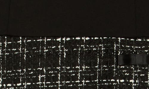 Ellen Tracy Bow Detail Mixed Media Dress In Black
