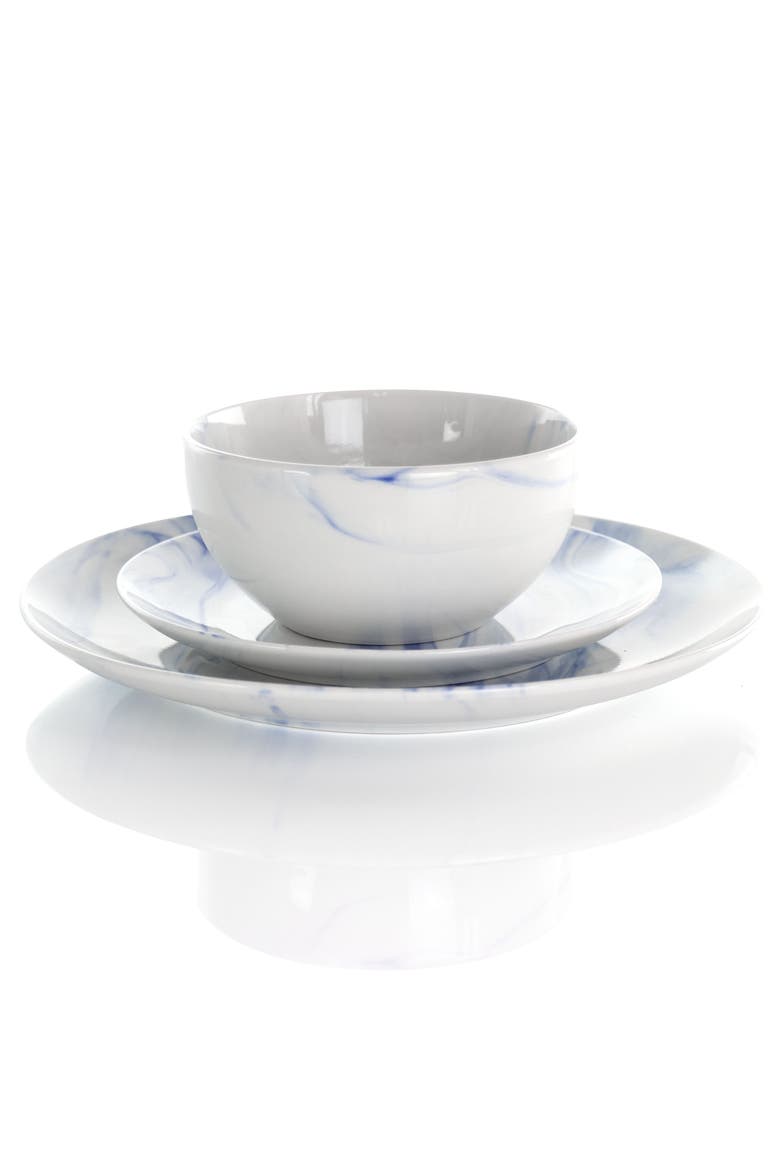 Fine Marble 16 Piece Stoneware Dinnerware Set, Alternate, color, White