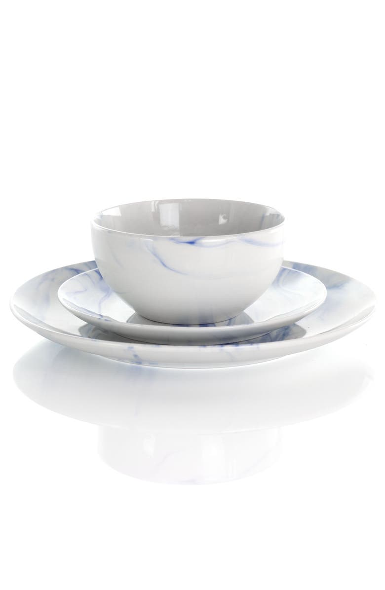 Elama Fine Marble 16 Piece Stoneware Dinnerware Set, Alternate, color, White