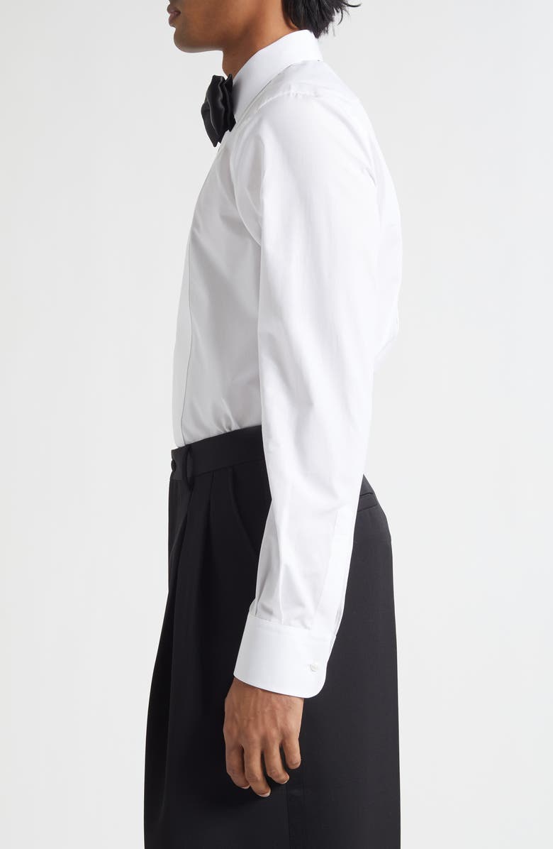 Dolce&Gabbana Gold Fit Cotton Poplin Tuxedo Shirt, Alternate, color, Bianco Ottico