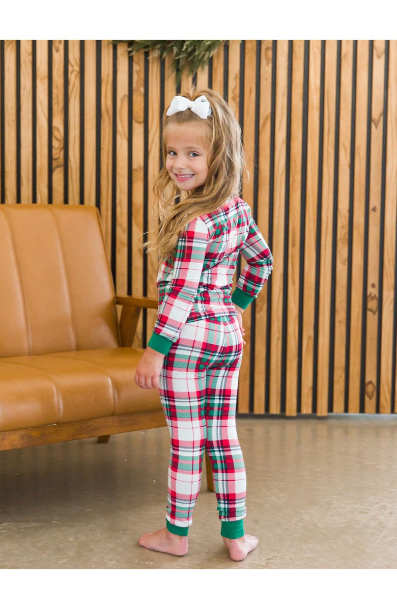 RuffleButts Modal Blend Girls Ruffle Long Sleeve Pajama Set, Alternate, color, Dashing Dreams Plaid