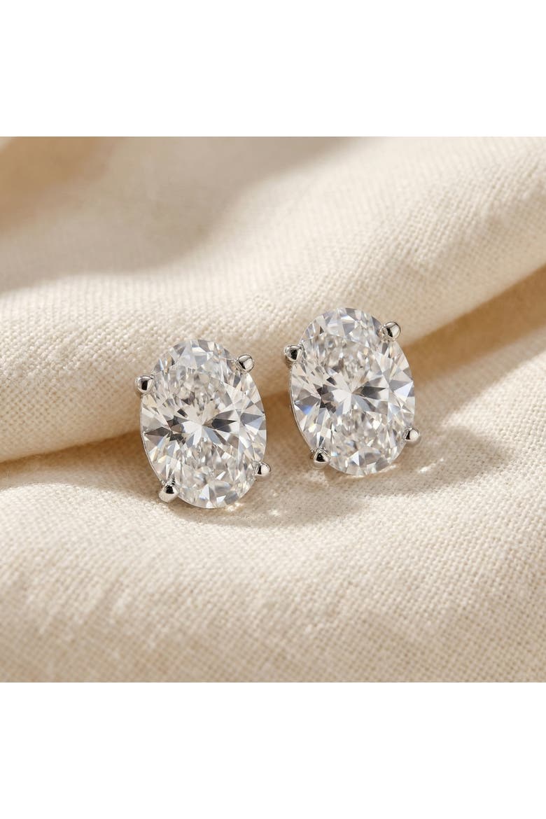 Oval Diamond Studs 14k Gold Lab Grown, Alternate, color, White Gold - 3Ct