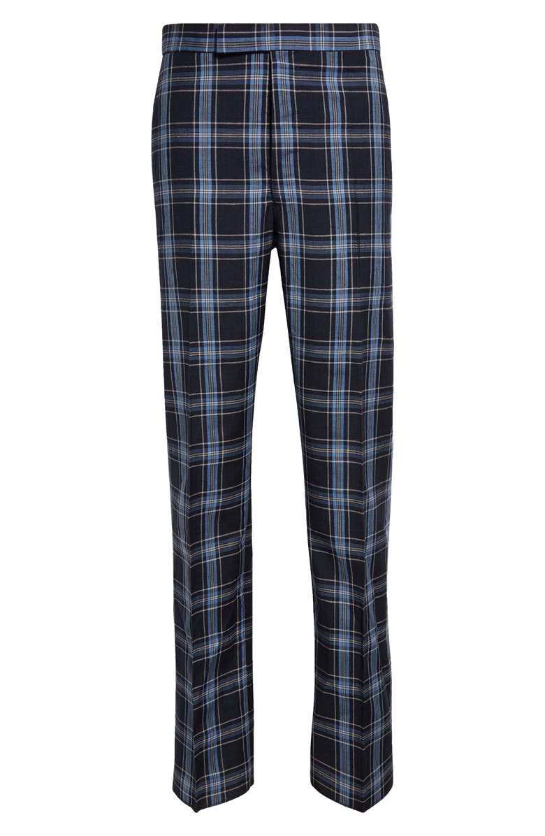 Thom Browne Low Rise Drop Crotch Backstrap Virgin Wool & Linen Pants, Alternate, color, 