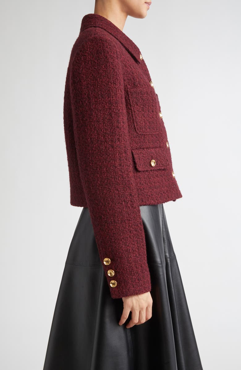 Altuzarra Astley Tweed Crop Jacket, Alternate, color, Grenache