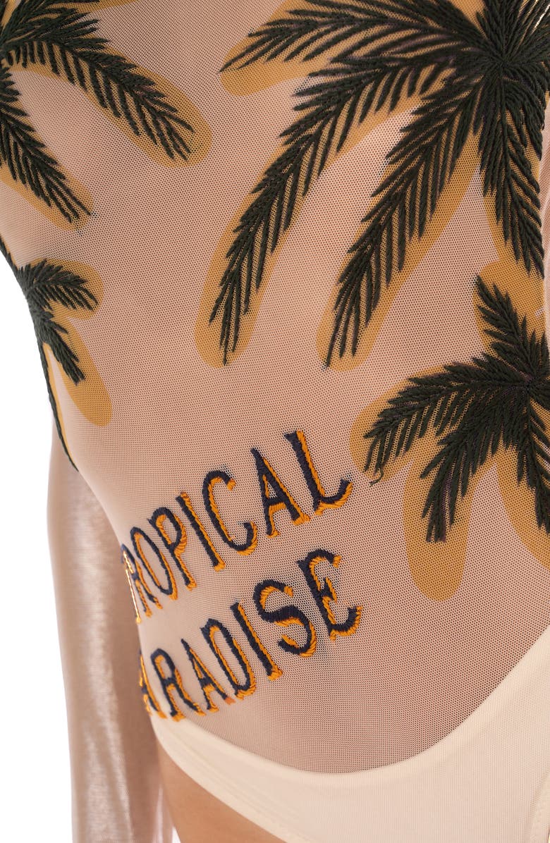 Maaji Tripicana Hawaii Net Long Sleeve One-Piece Swimsuit, Alternate, color, 