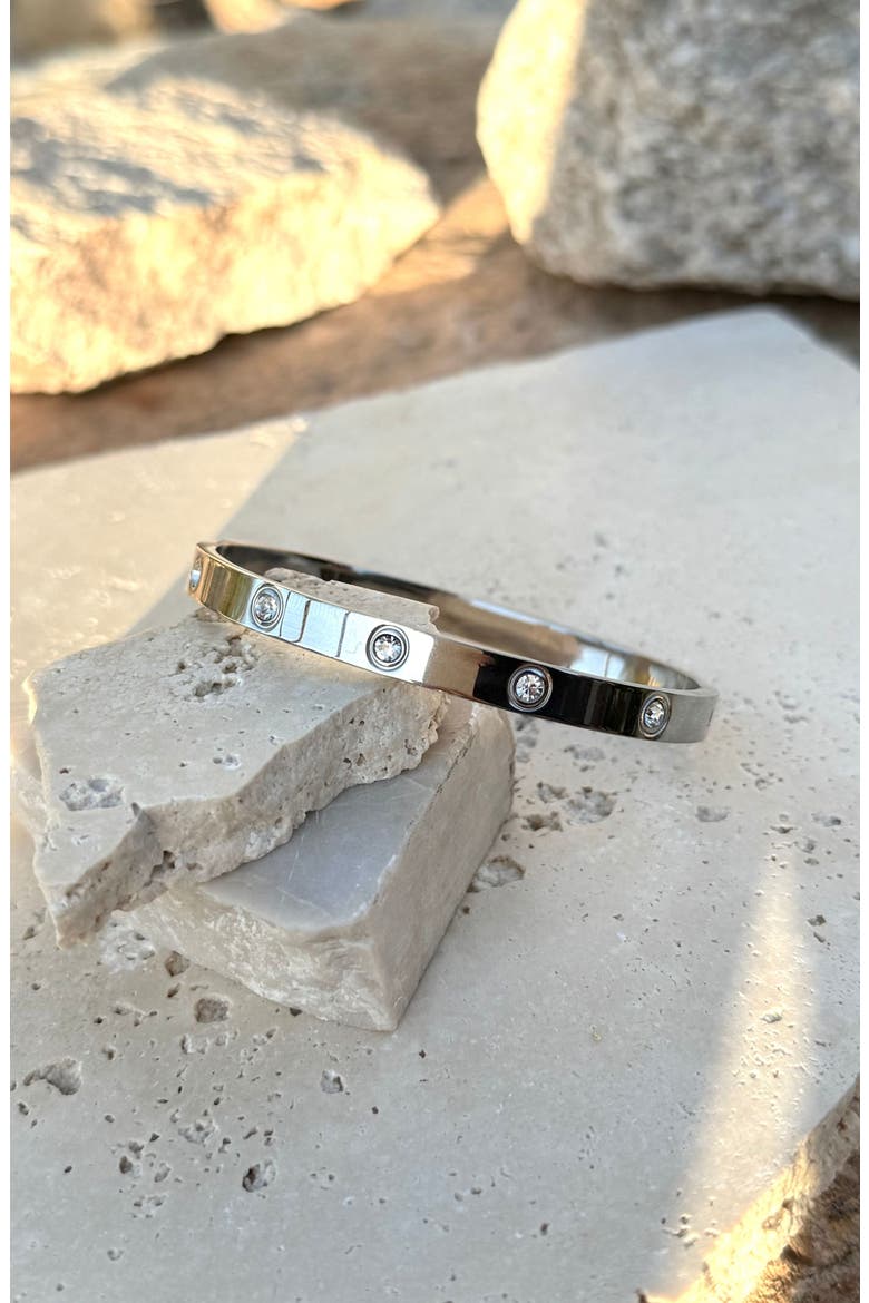 CZ Bangle Bracelet, Alternate, color, SILVER