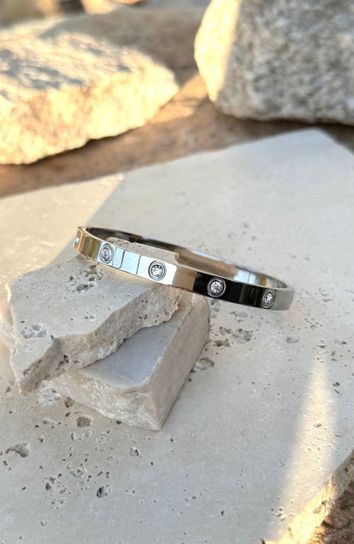 Adornia Tarnish Resistant Silver Crystal Eternity Cuff Bracelet In Silver