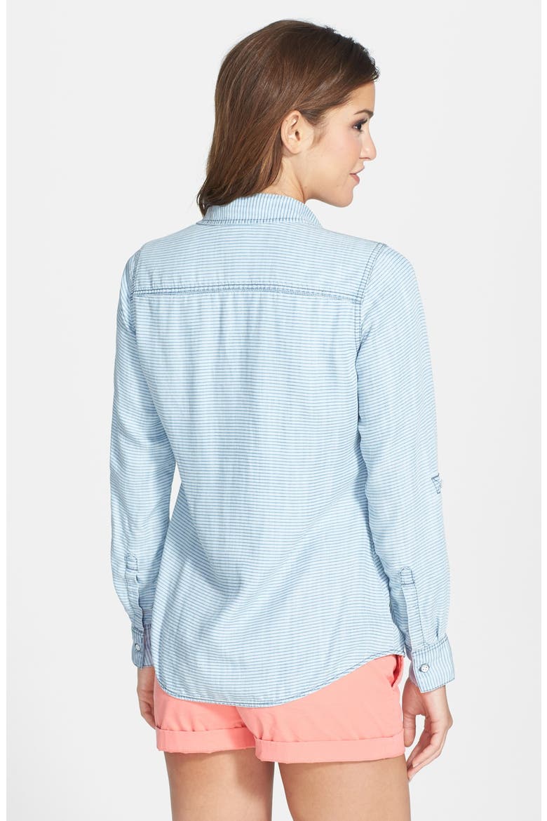 Modern Fit Stripe Chambray Shirt, Alternate, color, BLUE