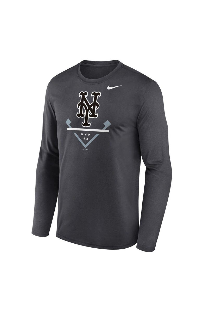 Nike Men's Nike Anthracite New York Mets Icon Legend Performance Long Sleeve T-Shirt, Alternate, color, 