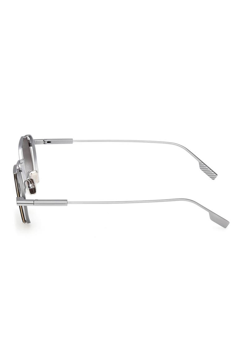 52mm Geometric Sunglasses, Alternate, color, PALLADIUM / SMOKE