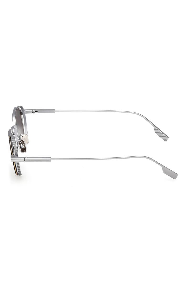ZEGNA 52mm Geometric Sunglasses, Alternate, color, Palladium / Smoke