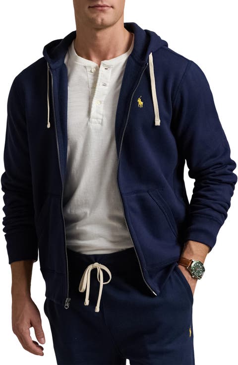 Cotton Blend Fleece Zip Front Hoodie