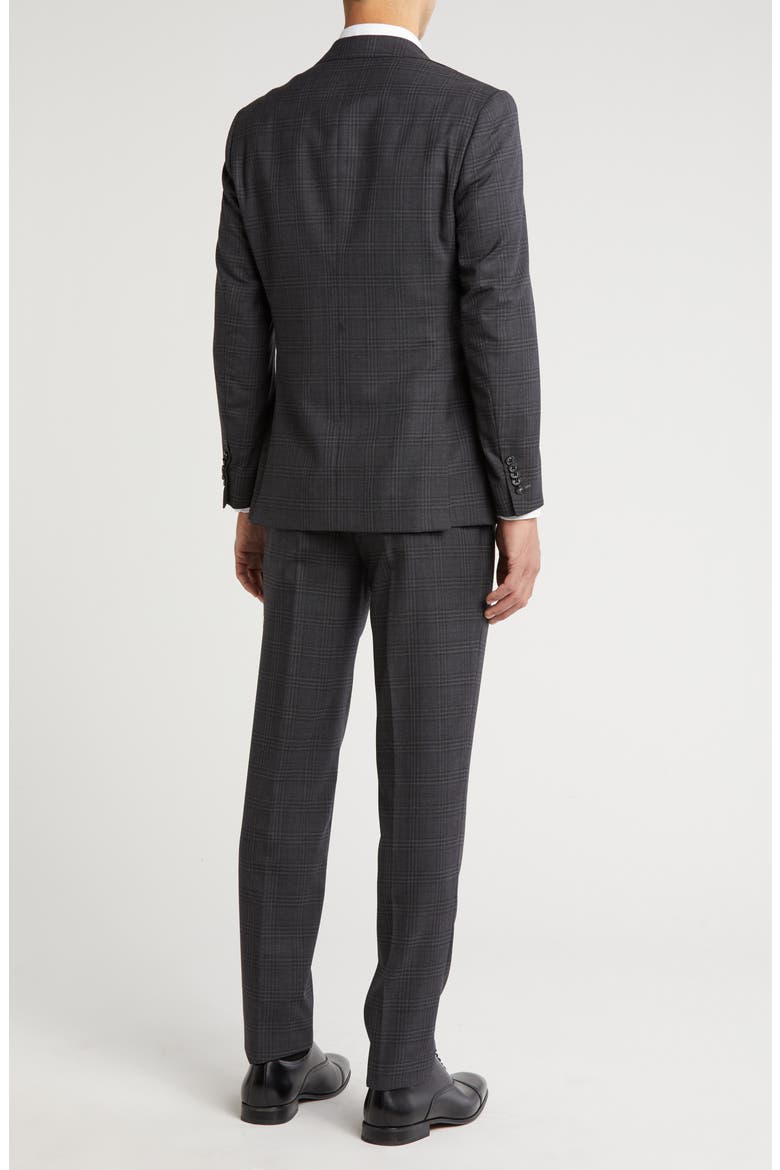 Plaid Trim Fit Notch Lapel Wool Blend Two-Piece Suit, Alternate, color, GREY