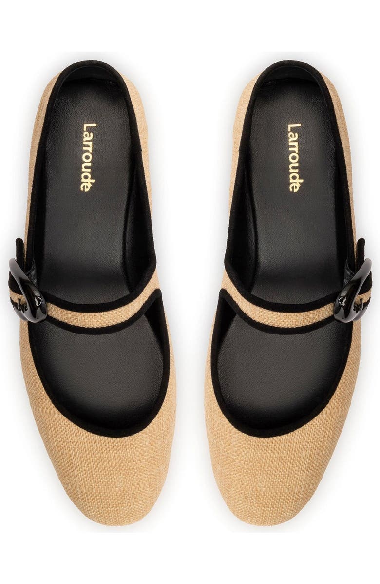 Larroudé Verona Ballet Flat, Alternate, color, Beige Raffia And Black