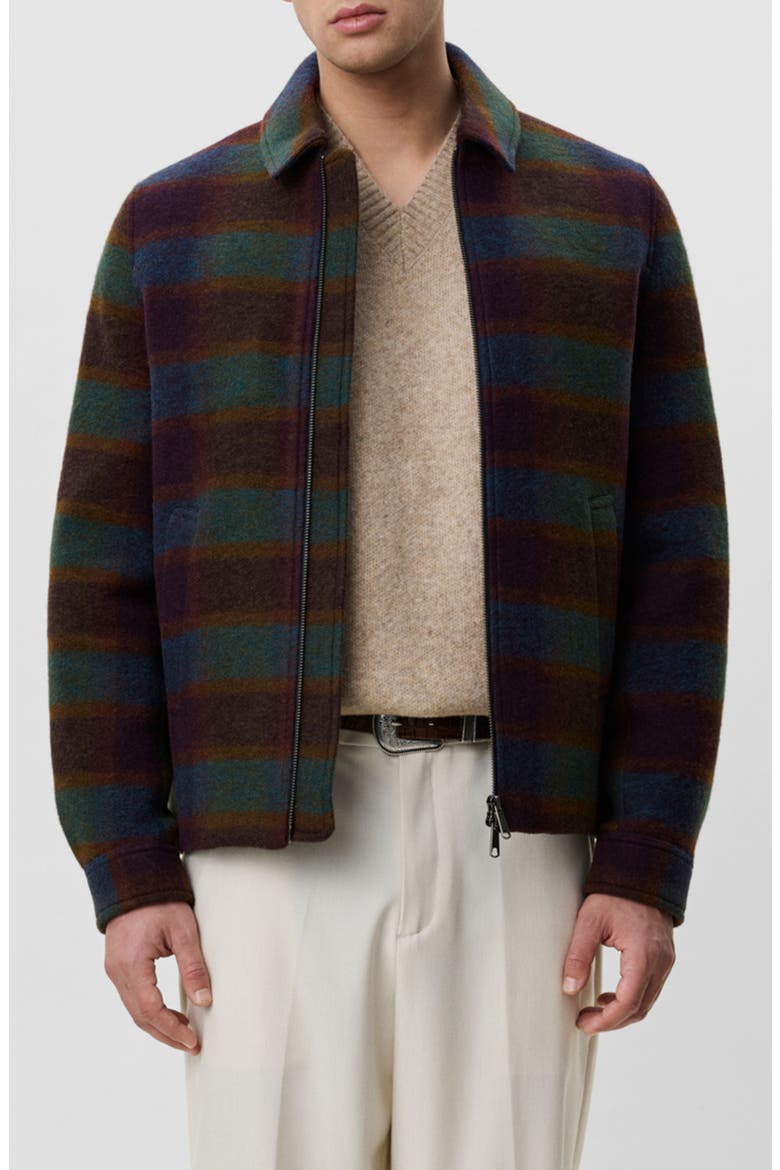 Check Wool Blend Coach Jacket, Main, color, ROSIN GREEN