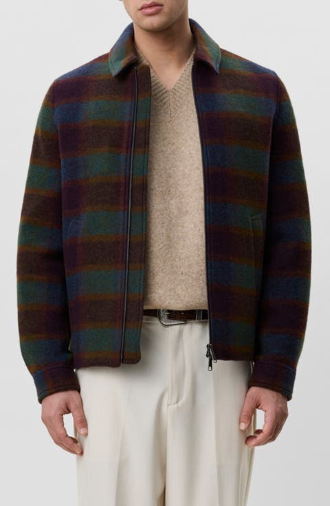 Check Wool Blend Coach Jacket