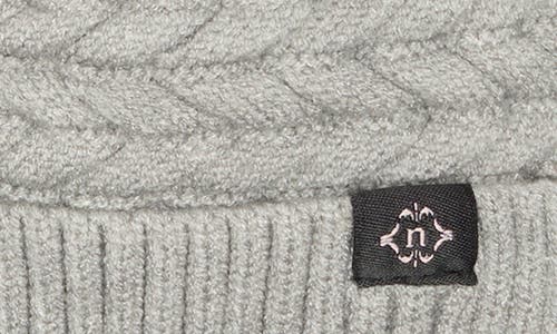 Nanette Lepore Braided Knit Beanie With Faux Fur Pompom In Gray