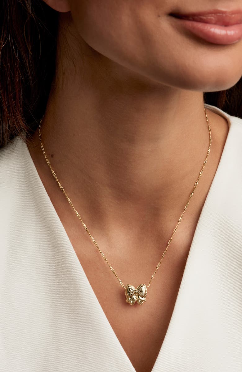 Kendra Scott Haley Bow Pendant Necklace, Alternate, color, Gold Ivory Mother Of Pearl