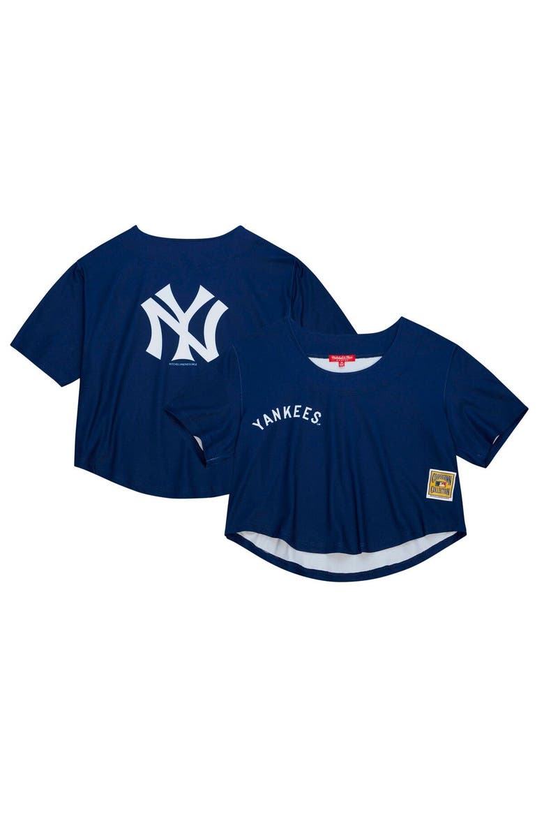 Women's Mitchell & Ness Navy New York Yankees Cooperstown Collection Crop T-Shirt, Main, color, Navy
