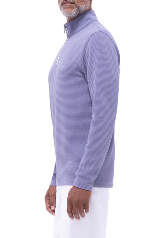 Bugatchi Waffle Knit Quarter Zip Performance Pullover In Peacock