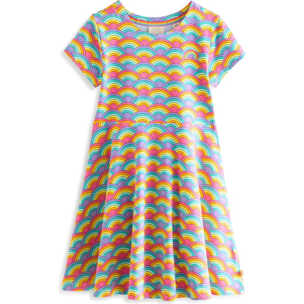 Shop Little Bird Kids' Graphic Print Cotton Blend Skater Dress In Rainbow