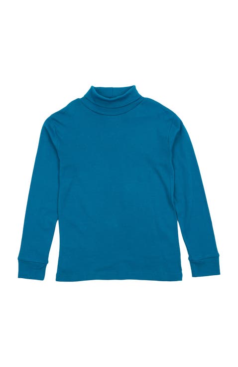 Kids Long Sleeve Cotton Turtleneck Shirt (Toddler, Little Kid & Big Kid)