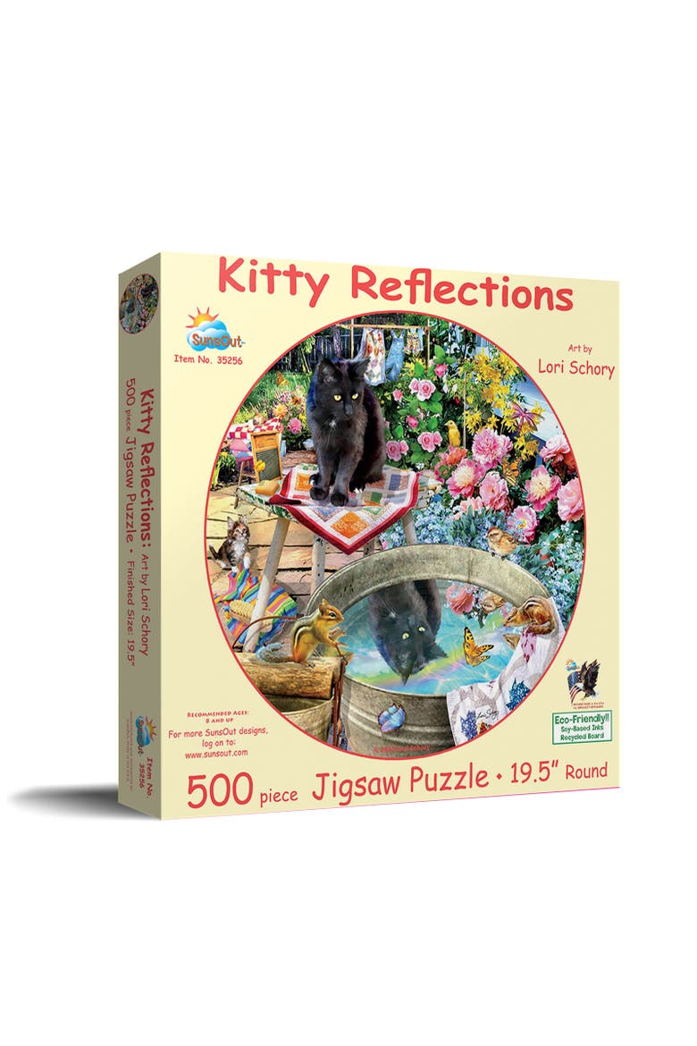 Kitty Reflections 500 piece Jigsaw Puzzle for Adults Round, Main, color, Multicolor