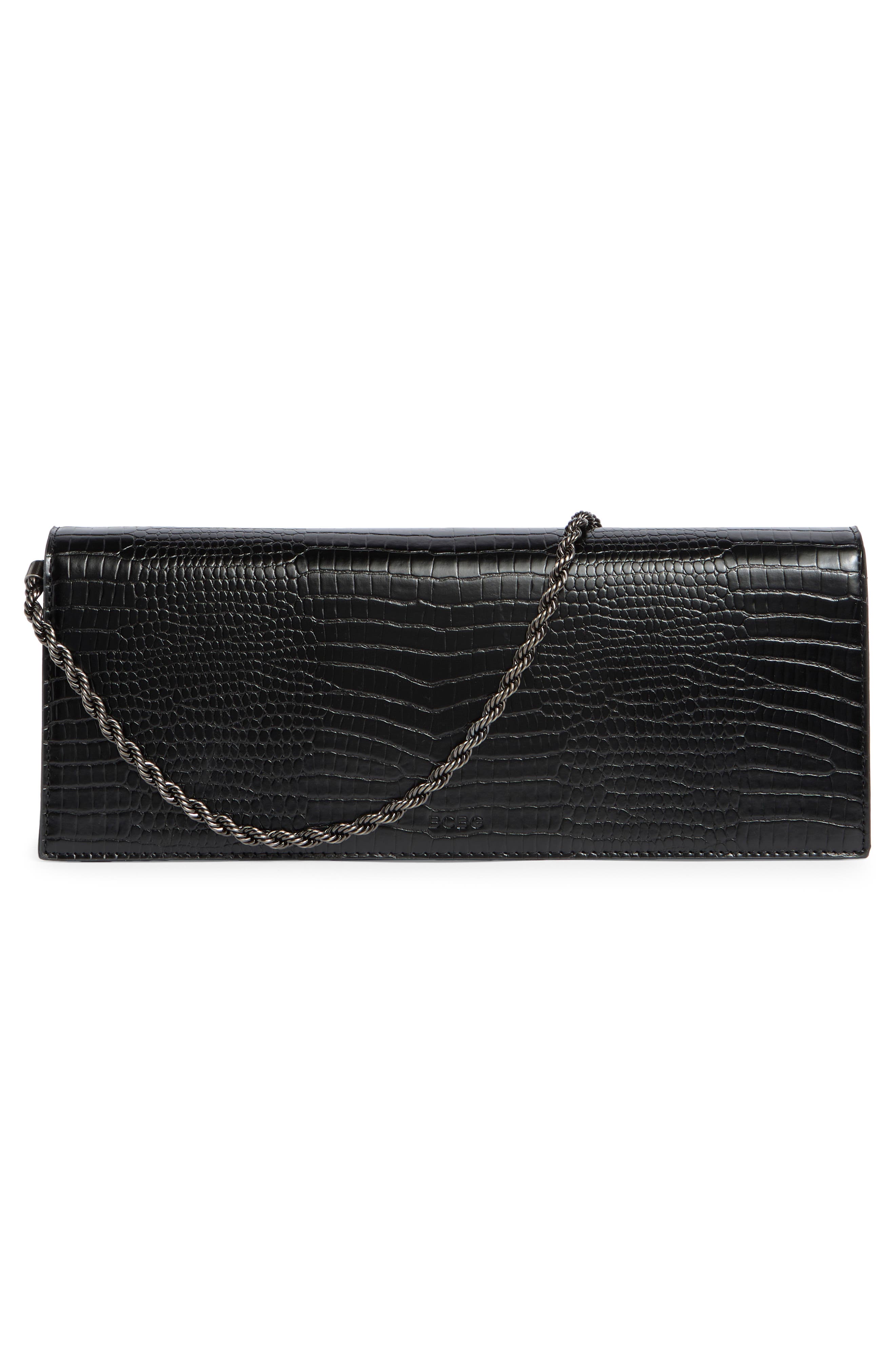 BCBG Chain Strap East/West Clutch, Alternate, color, Black