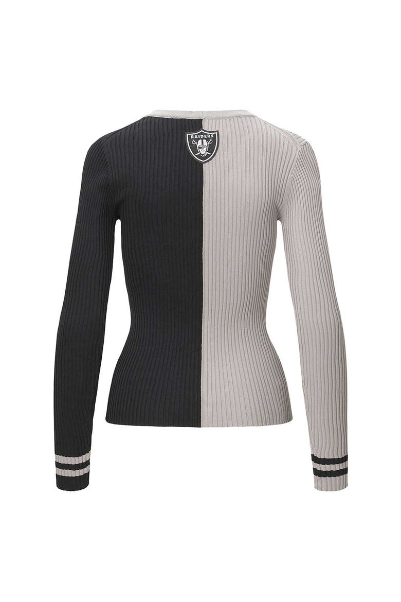 Women's STAUD Silver/Black Las Vegas Raiders Cargo Sweater, Alternate, color, Silver