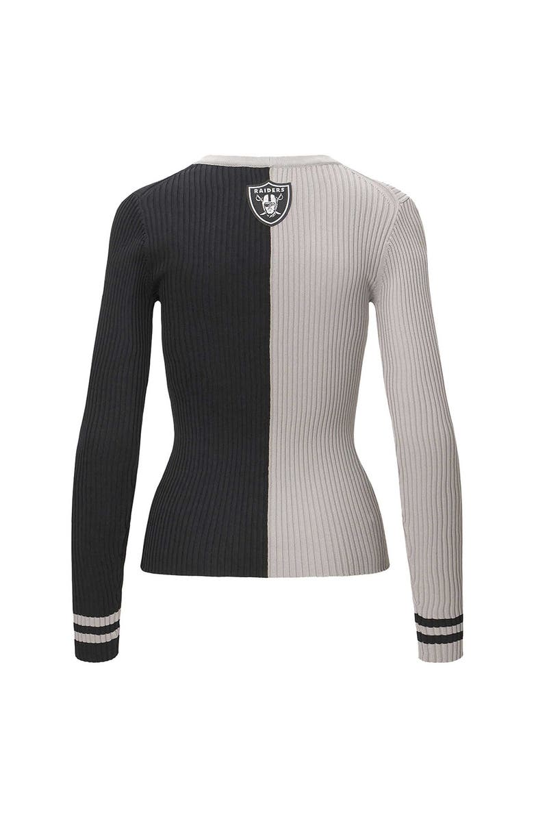 STAUD Women's STAUD Silver/Black Las Vegas Raiders Cargo Sweater, Alternate, color, Silver
