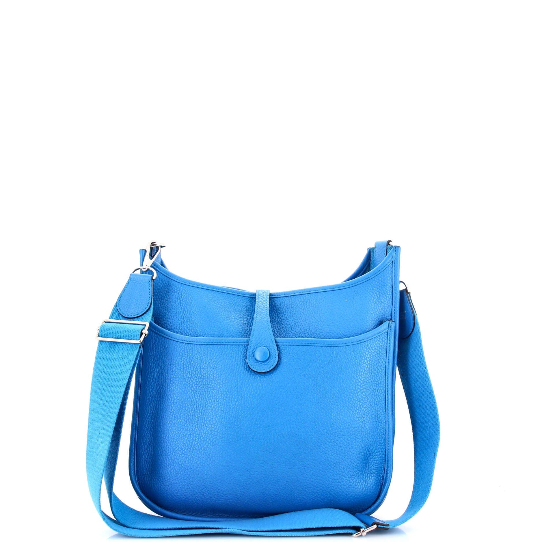 Pre-Owned Hermes Evelyne Bag Gen III Clemence PM, Alternate, color, Bleu Zanzibar