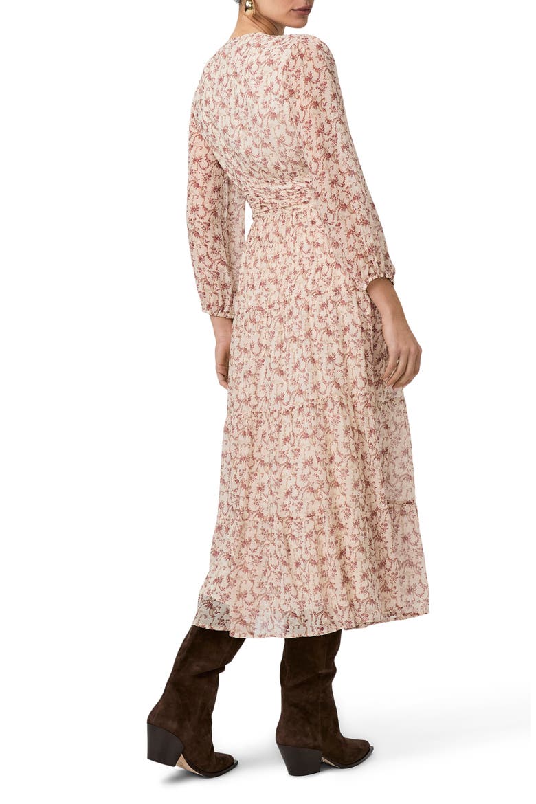 Nicolo Floral Long Sleeve Silk Chiffon Midi Dress, Alternate, color, CREAM/ FLAGSTONE