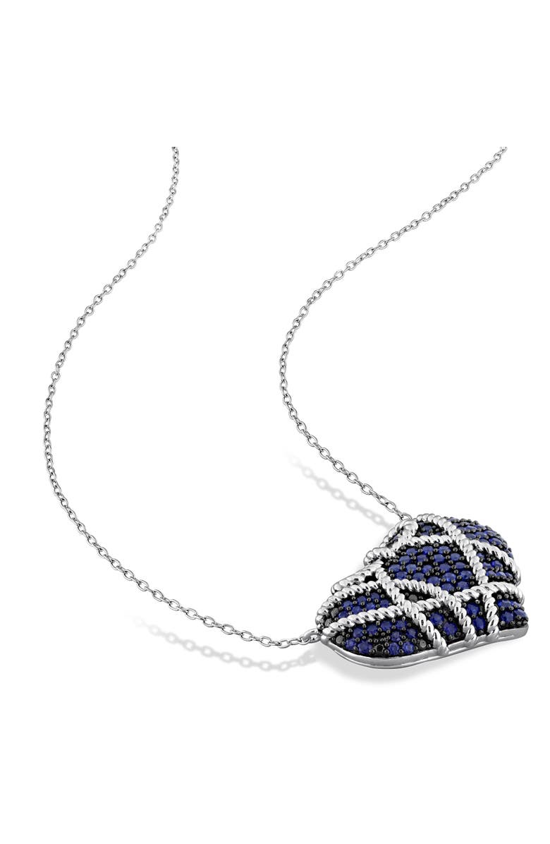 Julianna B. Lab-Created Sapphire Heart Necklace Sterling Silver, Alternate, color, Created Sapphire