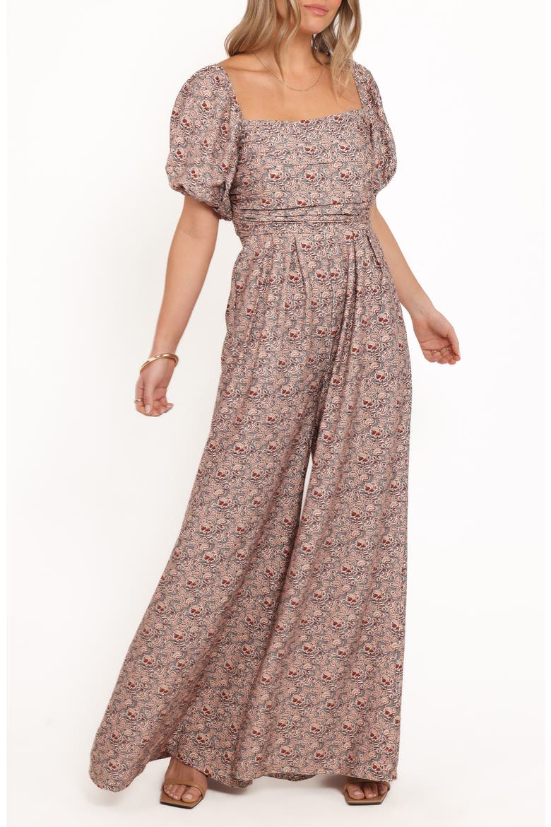 Jayda Puff Sleeve Wide Leg Jumpsuit, Alternate, color, GREY FLORAL