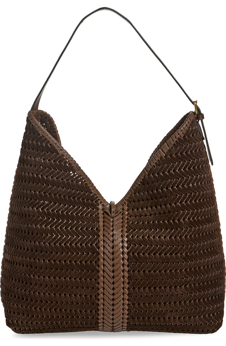 Anya Hindmarch The Neeson Herringbone Woven Leather Hobo, Alternate, color,