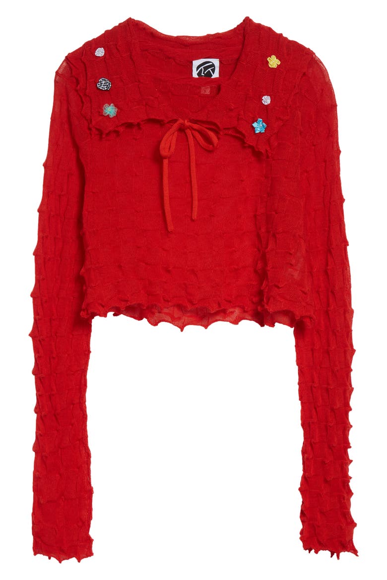 Lunar New Year Borlor Sailor Sweater with Removable Collar, Alternate, color, RED