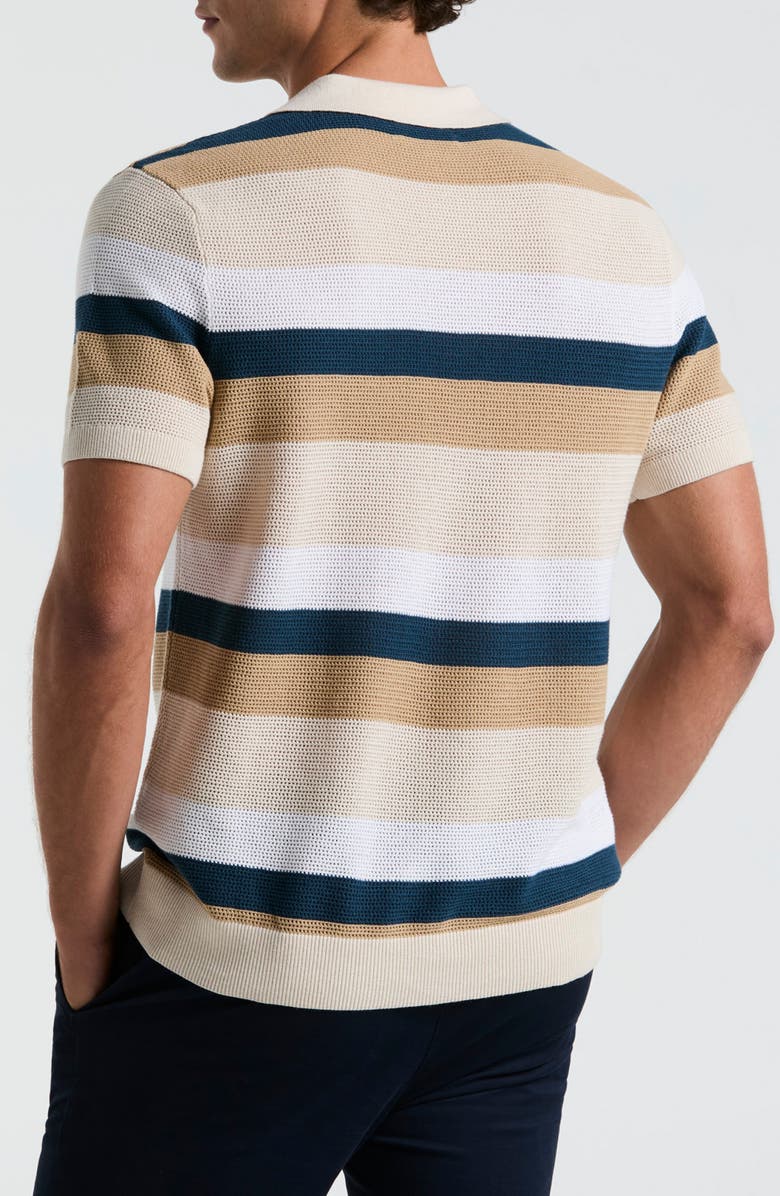 Original Penguin Mesh Stripe Short Sleeve Cardigan, Alternate, color, Birch