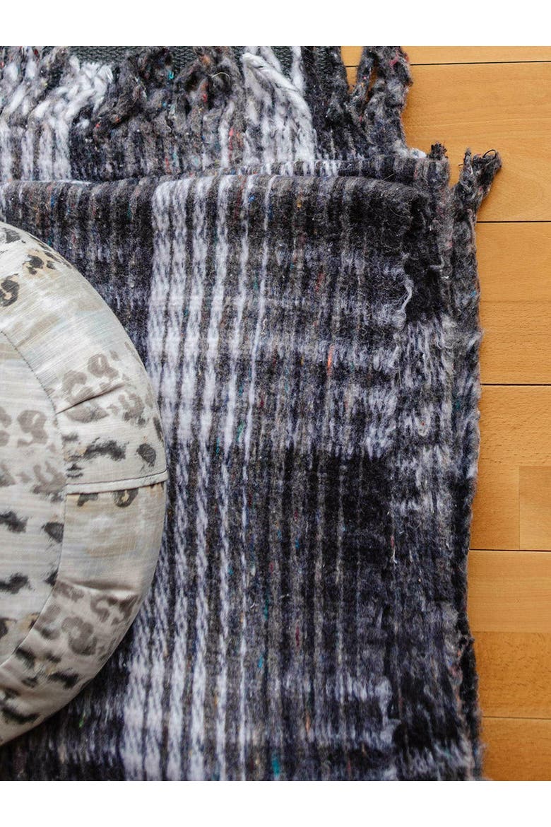 Recycled Plaid Yoga Blanket, Alternate, color, Black