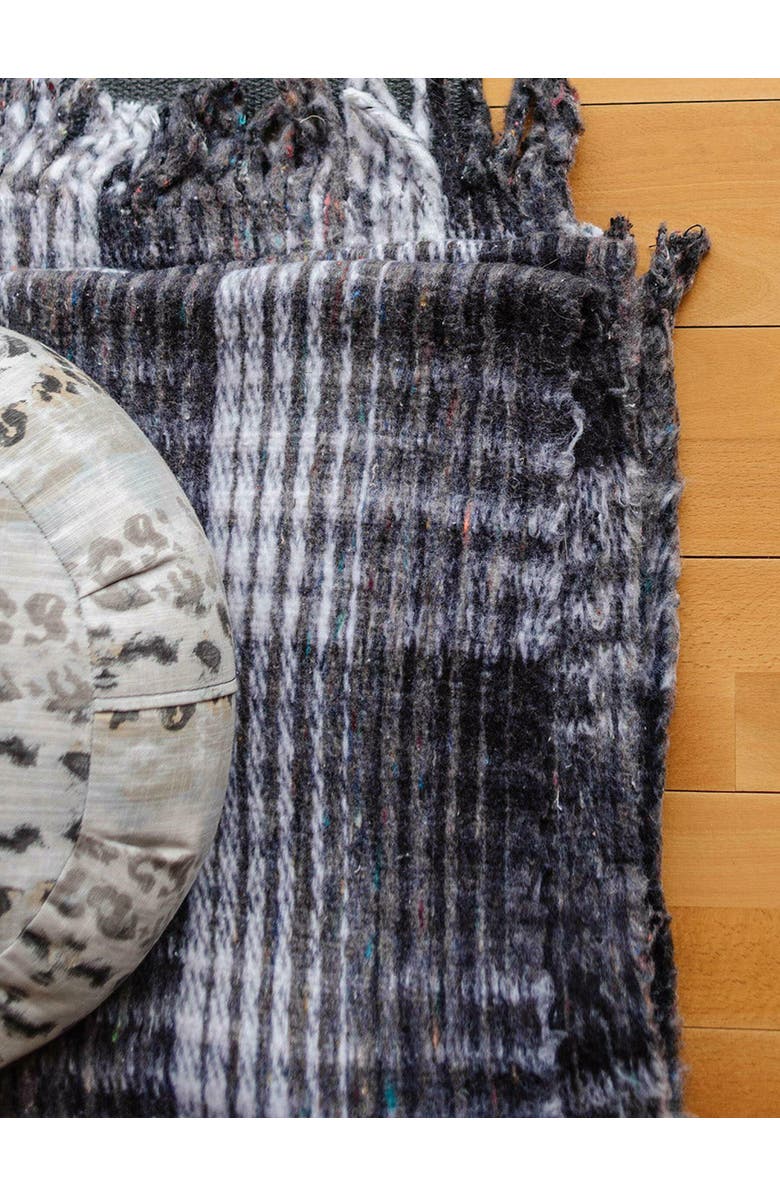 Hugger Mugger Recycled Plaid Yoga Blanket, Alternate, color, Black