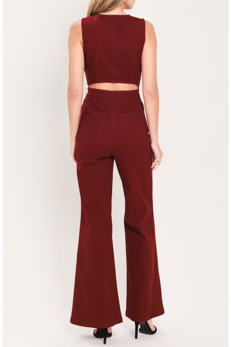 Cutout Wide Leg Jumpsuit, Alternate, color, BURGUNDY