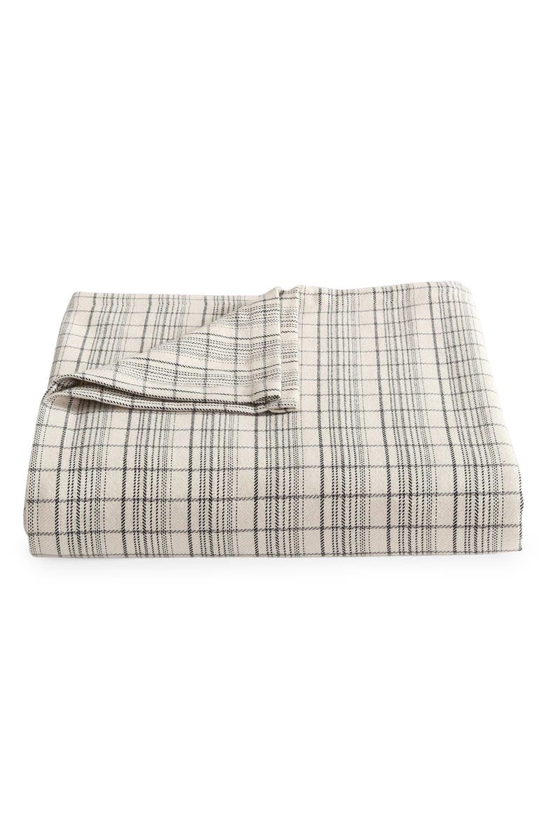 Calvin Klein Dot Dash Plaid Bed Blanket, Main, color, Medium Beige