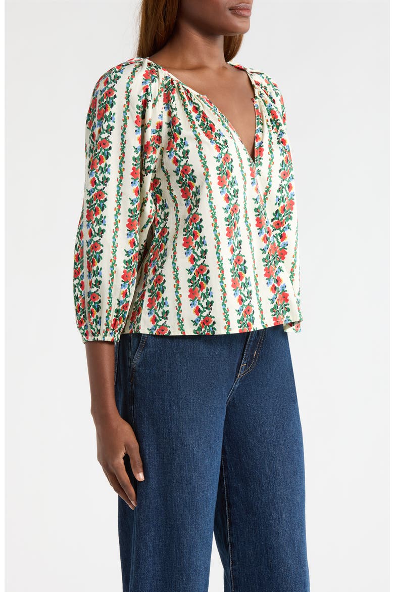 The Chariot Floral Cotton Peasant Top, Alternate, color, TAPESTRY FLORAL